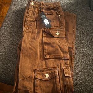 Fashion Nova Brown Flare Wide Leg Jeans